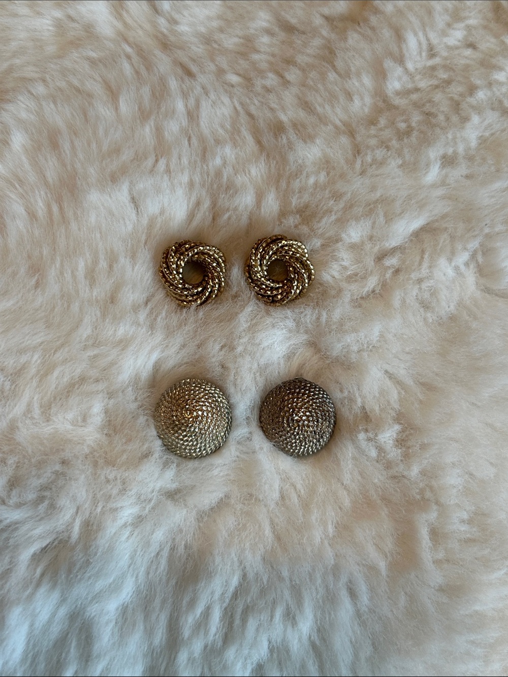 Gold-Tone Knot and Woven Disc Earring Duo